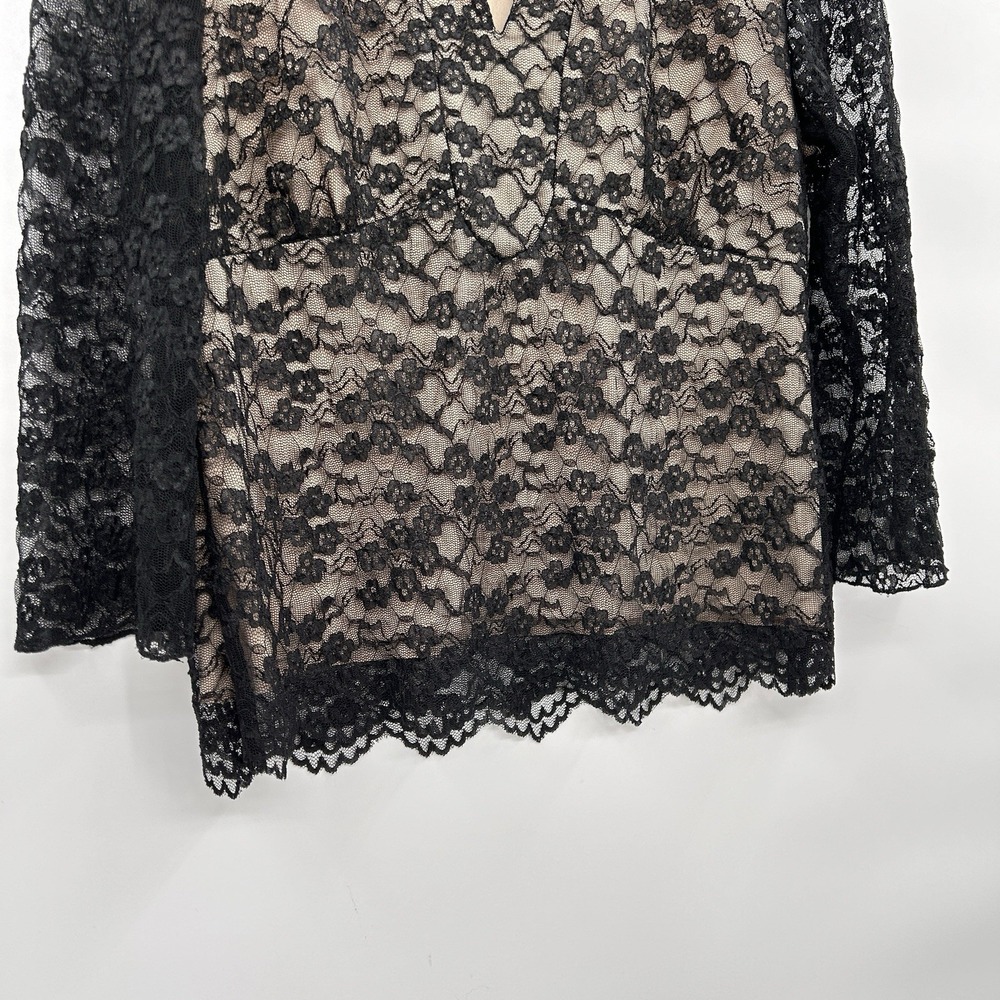 Dressbarn Womens Whimsigoth Lace Empire Waist Top‎ Sz M Black Y2K Dark Romantic - Picture 3 of 8
